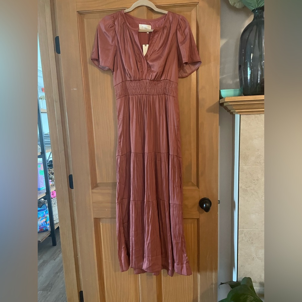 NWT size small Anthropologie dress rose gold color